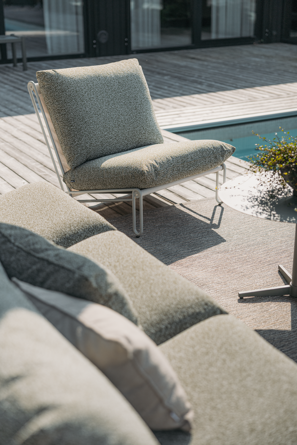 Blixt loungestol Light Grey/Teddy Verde