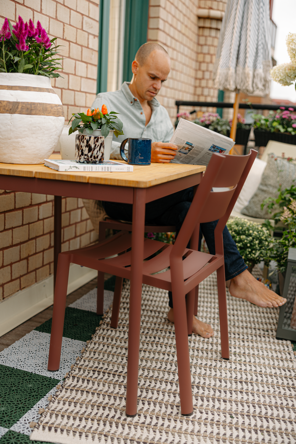 Nox cafébord Zin Red/Bambu