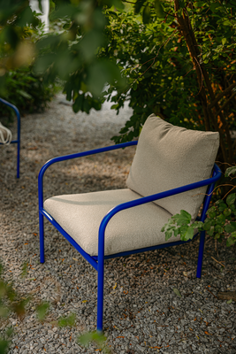 Bendt lænestol Indigo Blue/Teddy Beige