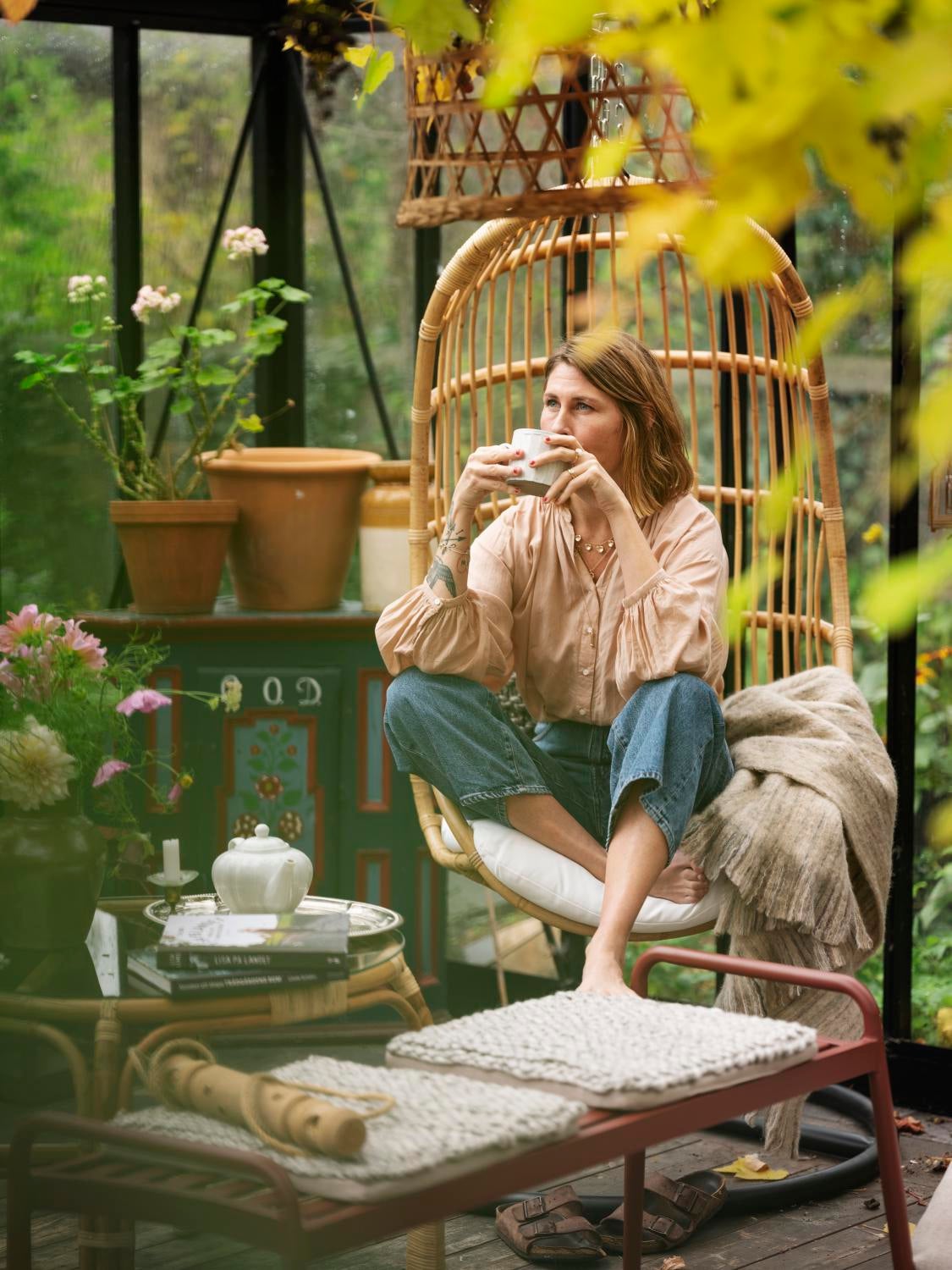 Vallda hængestol Natur/hvid