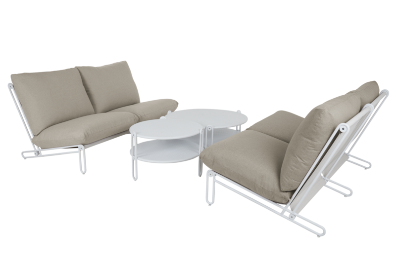 Blixt loungestol Hvid/Cley beige