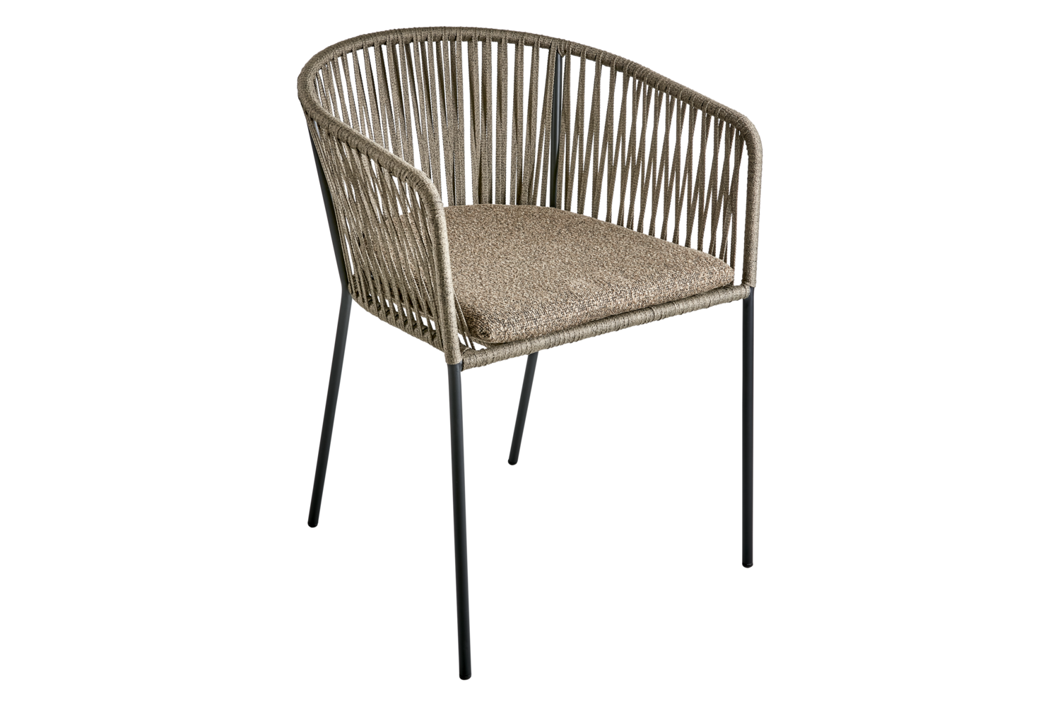 Piatto stol med armlæn Svart/Raw Peanut